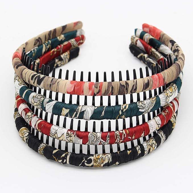 boho hair band headbands for women/Girls teeth Comb Hair Accessories Non-slip hairband Resin hair hoop (4 PCS)