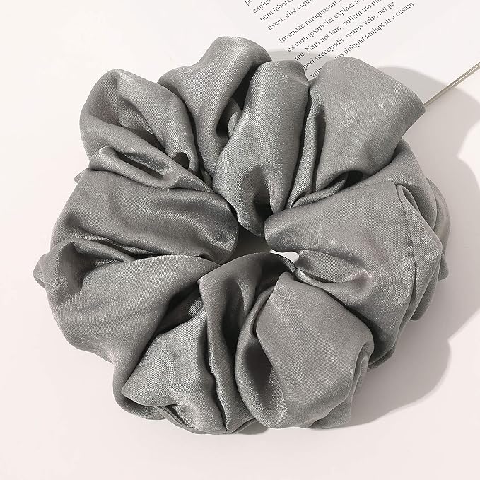Scrunchies Hair Ties for Women - Big Silk Satin Scrunchie Exra Large Jumbo Gaint Oversized Cute Scrunchy for Curl Thick Hair Ligas Para el Cabello De Mujer Decorations Hair Accessories Gift for Girls