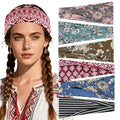 Boho Headbands for Women 6 Pack Non-Slip Fashion Elastic Hair Bands, Boho Head Bands Stretchy Soft Cloth Sweat Band, Workout Athletic Headbands for Yoga Running Gym Sports