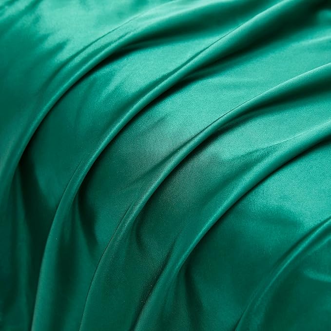 Blackish Green Satin Pillowcase Queen Size Set of 2 for Hair and Skin,Blackish Green Silk Pillowcase Breathable Pillowcase with Envelope Closure