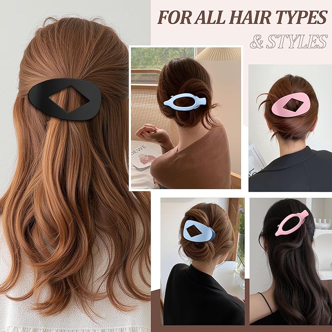 Lourny Flat Hair Clips for Women, 6PCS Flat Claw Clips for Thin Thick Hair Lightweight Non-Slip Claw Clips for Women