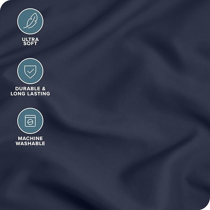 Bare Home Microfiber Body Pillow Cover - Ultra Soft - Cooling Pillowcase - Double Brushed - Pillowcase with Zipper Closure - Easy Care (20''x54'' Body Pillow Cover, Midnight Blue)