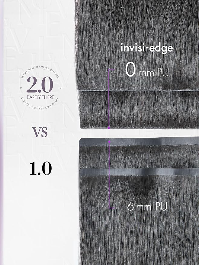 LUVME Invisible Clip in Hair Extensions Real Human Hair, 22 inch 110g 6Pcs, Natural Black Remy Human Hair Extensions Clip ins for Women, Natural Human Hair