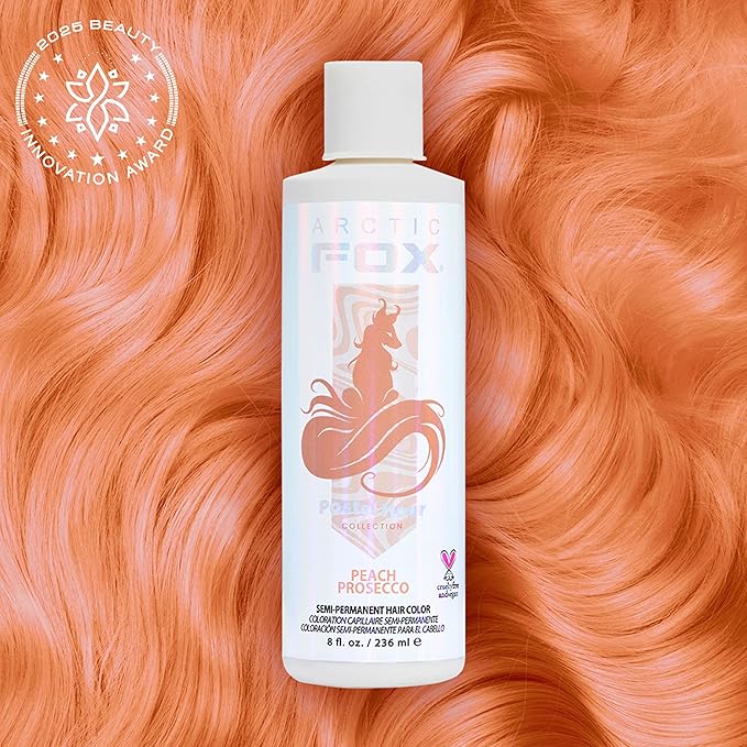Arctic Fox Semi-Permanent Hair Dye, Vegan & Cruelty-Free, Pastel Peach Prosecco, Ammonia-Free, Conditioning Color for Platinum Hair, 8 Fl Oz (Pack of 2)