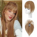 Hair Toppers for Women Real Human Hair - 360° Coverage Light Brown Clip In Topper with Bangs for Thinning Hair Upgraded 5×9 cm Silk Base Ideal for Everyday Use