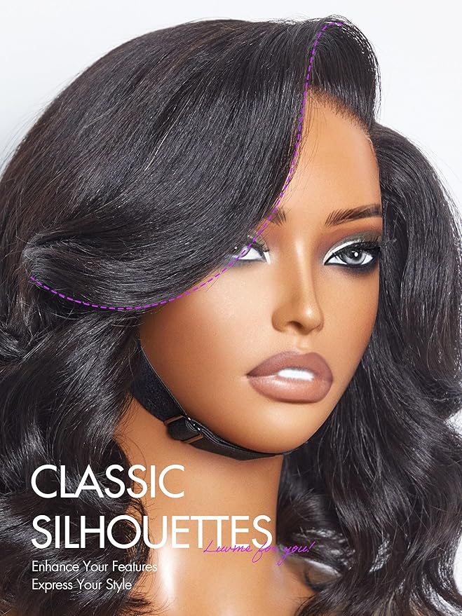 LUVME HAIR 10 Inch Light Yaki Loose Wave Wig, Human Hair, Undetectable HD Lace Glueless Bob Wig, Pre Plucked, Pre Cut, Short Black Wig