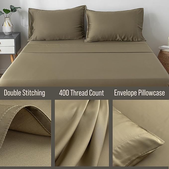 Bella Coterie | Luxury Bamboo Queen Size Pillowcase Set | 100% Organically Grown Bamboo Viscose | Ultra Soft | Cooling | 2 Pcs [Olive]