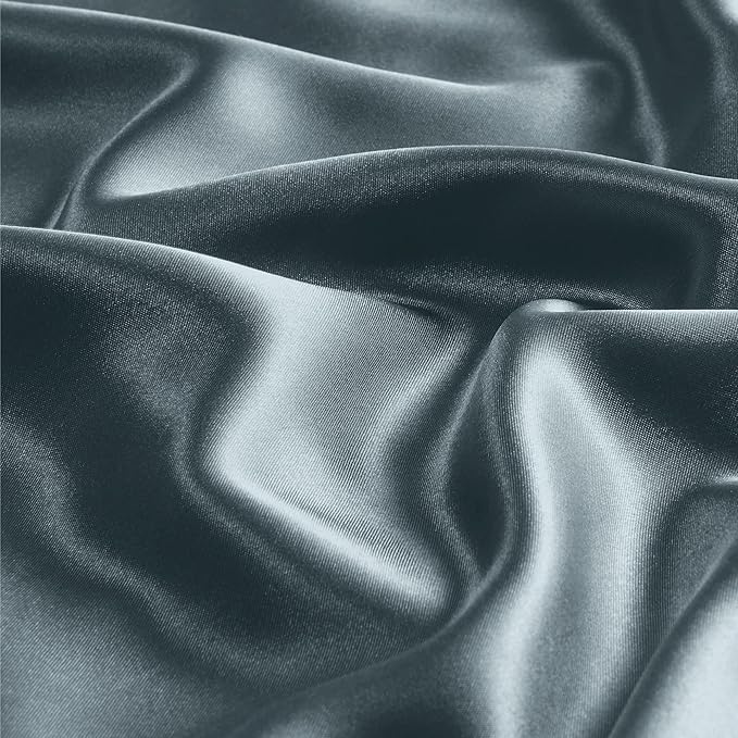 BEDELITE Satin Pillowcase with Zipper, Space Grey King Size Pillow Cases Set of 2, Super Soft and Cooling Similar to Silk Pillow Cases, Gift for Women Men(20x40 Inches)