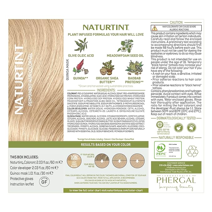 Naturtint 10N Light Dawn Blonde Permanent Hair Color (Pack of 6), Ammonia Free, Vegan, Cruelty Free, up to 100% Gray Coverage, Long Lasting Results (Packaging may vary)