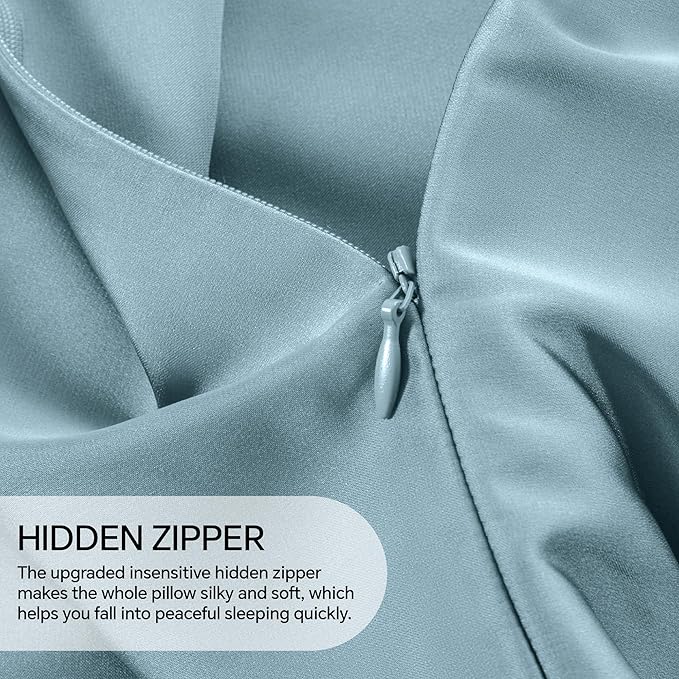 INFIIXSO Mulberry Silk Pillow Case King Size, Silk Pillowcase with Hidden Zipper 20"x36", Extraordinary Smooth and Soft Pillow Cases for Hair and Skin(Airy Blue, 1 Pack)