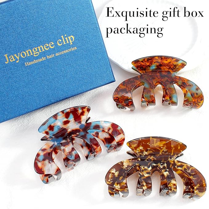 Jayongnee Clips for Women - Octopus Claw Clip - Hair Clips for Long and Thick Hair, Non-Slip Big Claw Strong Hold Hair Unbreakable 3 PCS