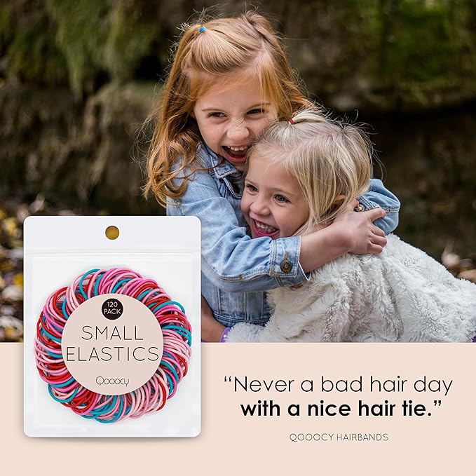 120 Pcs Small Hair Ties for Thin Hair & Kids - 1 Inch, 2mm No-Damage Elastic Bands in, Cherry