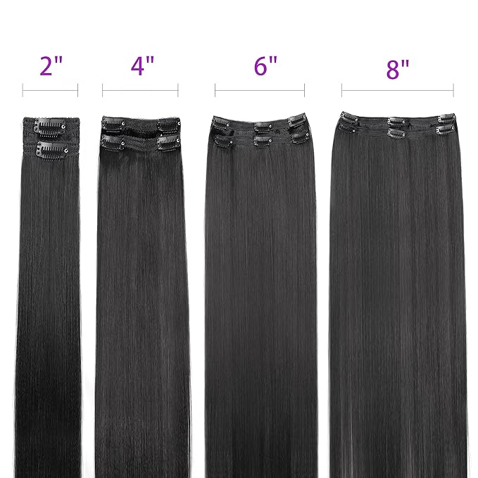 24 Inch Yaki-Straight Clip ins Real Human Hair Clip in Extensions For Women Brazilian Clip on Hair Extensions Real Human Hair Virgin Hair Extensions(24 Inch)