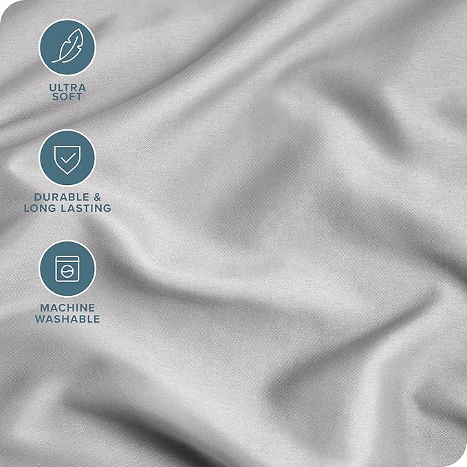 Bare Home Microfiber Pillow Cases - Standard Size Set of 2 - Cooling Pillowcases - Double Brushed - Easy Care - Envelope Closure (Standard Pillowcase Set of 2, Light Grey)