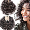 Curly Hair Toppers for Women, Real Human Hair Topper for Thinning Hair, Realistic Scalp Crown Hair Topper with Natural Volume, Clip-In 3D Scalp Cover, Natural Black 1B 10 In