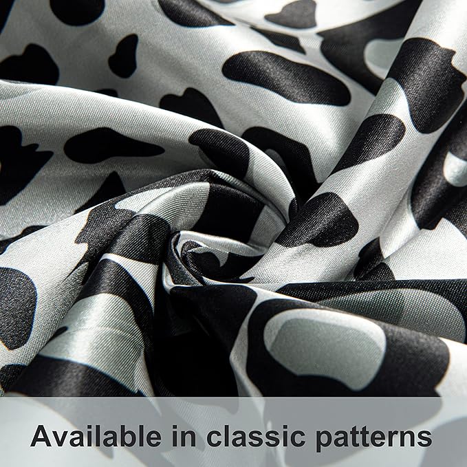 NTBAY 2 Pack Satin Standard Pillowcases for Hair and Skin, Luxurious and Silky Leopard Printed Pillow Cases with Envelope Closure, 20x26 Inches, Black and White