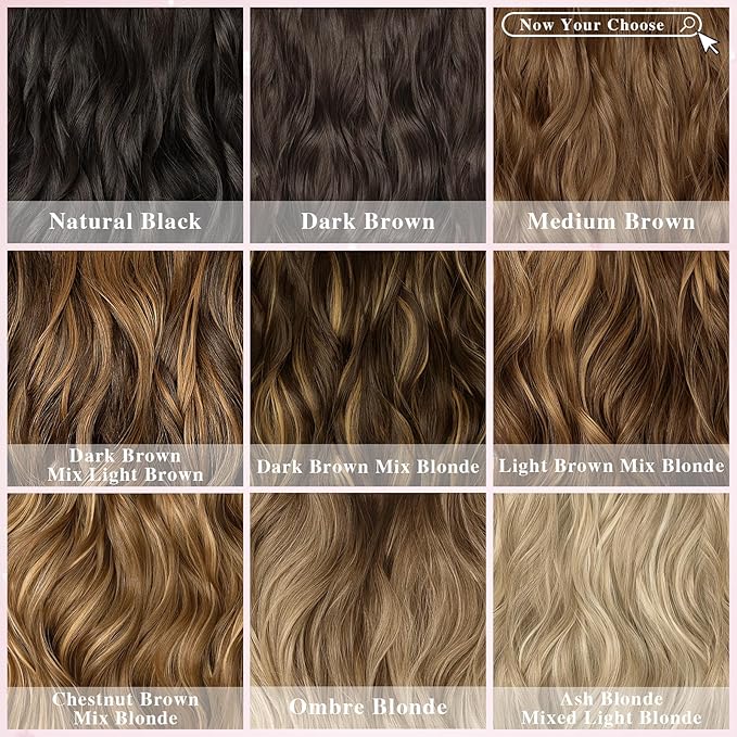 Hair Extensions for Women, 8PCS 16 Inch Ash Blonde Mixed Light Blonde Clip in Hair Extensions Clip Ins, Synthetic Wavy Full Head Thick Hairpieces for Women
