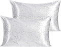 NTBAY 2 Pack Satin Standard Pillowcases for Hair and Skin, Luxurious and Silky Marbling Printed Pillow Cases with Envelope Closure, 20x26 Inches, White