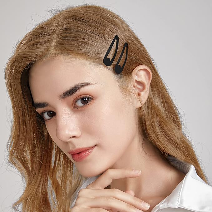 Dofash 12PCS Snap Hair Clips For Women-Non Slip & Metal Hair Barrettes, 5cm 2'' Small Clips For Thin & Fine Hair, Matte finished black