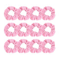 Pack of 12 Cotton Hair Scrunchies Single Jersey Solid Color Ponytail Holders Hair Ties for Girl (Light Pink)