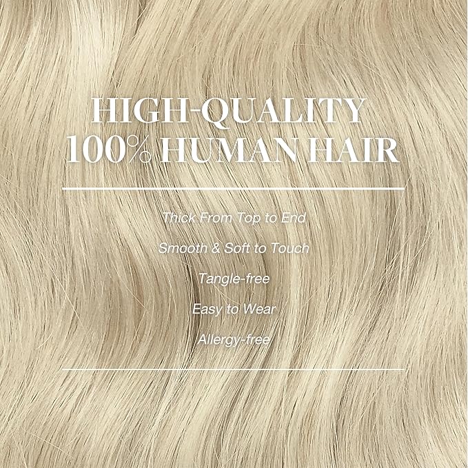 GOO GOO Clip in Hair Extensions Real Human Hair, Remy Human Hair Extensions Clip ins for Women, Natural Human Hair, 14inch 150g 9Pcs, 60A Platinum Blonde
