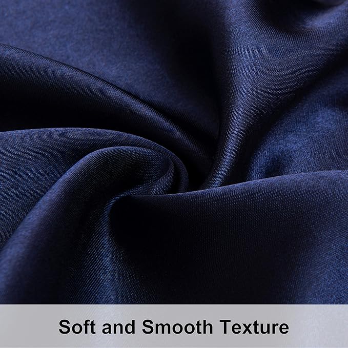 NTBAY 12 Pack Satin Queen Pillowcases for Hair and Skin, Luxurious and Silky Pillow Cases with Envelope Closure, 20 x 30 Inches, Navy Blue