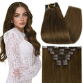 Full Shine Light Brown Hair Extensions Clip in Long 24 Inch Brown Hair Clip on Extensions for Hairstyles for Concert 7 Pcs 120 G