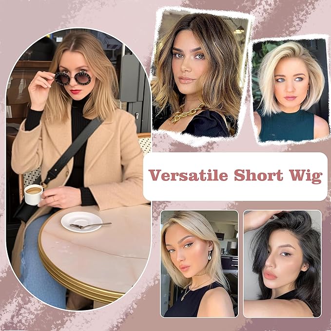 CROWN GUIDE 12 Inch Hair Toppers for Women with Thinning Hair - Synthetic Clip in Topper with Bangs Breathable Hairpiece 6.5x6.5 Base, Volume Wiglets Full Coverage (Ombre Blonde with Dark Root)