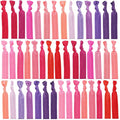 79style 120pcs Elastic Fabric Hair Ties Ribbon Hair Ties Knot Knotted Ponytail Holders No Dent Soft flat Hair Ties For Girls Hair Bands Hair Accessories (24 Colors Neon Pink)