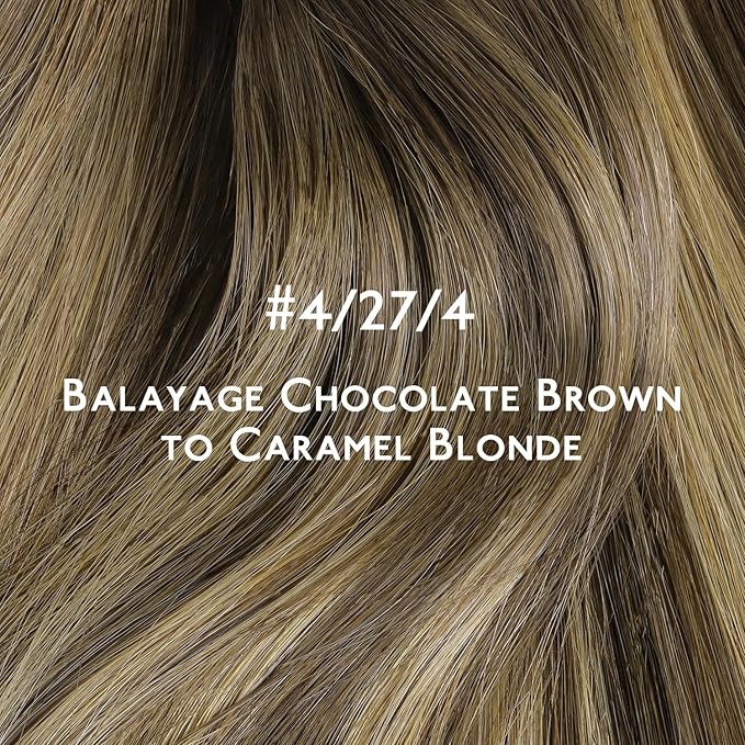 WENNALIFE Invisi Edge Tape in Hair Extensions Human Hair, 16 Inch 25g 10pcs Balayage Chocolate Brown to Caramel Blonde Invisible Luxury Remy Hair Extensions Seamless Injected Straight Extensiones