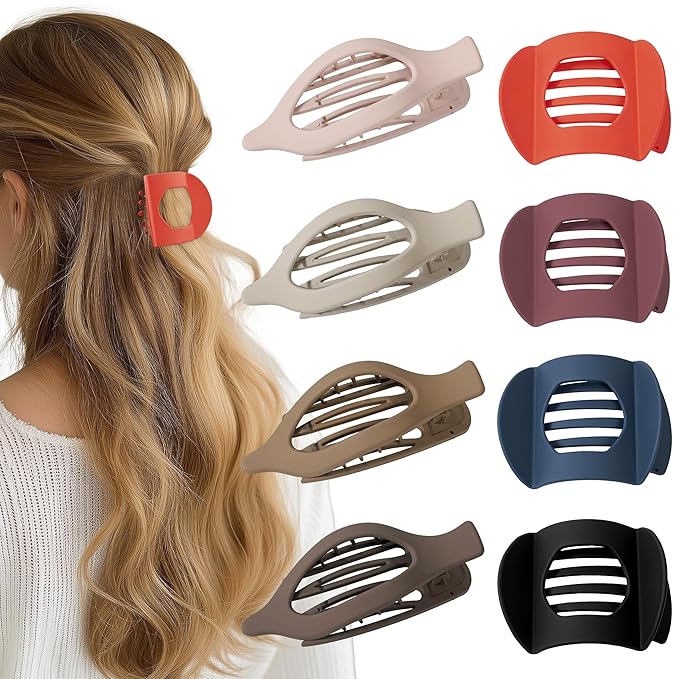 8 PCS Flat Hair Clips for Women French Matte Flat Claw Clips for Thick & Thin Hair No-Slip Hair Barrettes, Strong Hold Styling Accessories