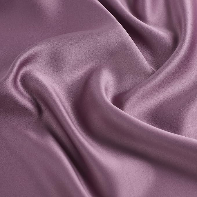 uxcell 2 Pack Silk Satin Pillowcase for Hair and Skin, Cool, Silky, Soft Breathable Pillow Cases Standard Size 20x26 Inch Sateen Pillowcase Mauve with Envelope Closure