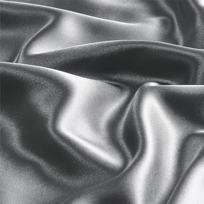 BEDELITE Satin Pillowcase with Zipper 2 Pack, Dark Grey Pillow Cases Standard Size, Super Soft and Cooling Similar to Silk Pillow Cases, Gift for Women Men(20x26 Inches)