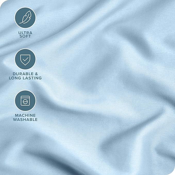 Bare Home Microfiber Pillow Cases - Queen Size Set of 2 - Cooling Pillowcases - Double Brushed - Easy Care - Envelope Closure (Queen Pillowcase Set of 2, Light Blue)