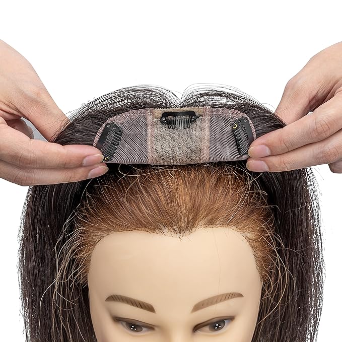 Rich Choices Hair Toppers for Women Real Human Hair 100% Human Remy Toppers NO Bangs for Women with Thinning on Top Clip in Hairpiece 4"x4.7"Lace Base 18 Inch #1B Natural Black