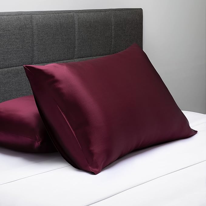 Fishers Finery 25mm 100% Pure Mulberry Silk Pillowcase (Red King 2 Pack)