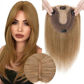 Hair Toppers for Women Real Human Hair No Bangs, 13 * 15 cm Larger Silk Base 150% Density Clip In Topper Hairpieces, Wiglet Top Pieces Add Volume -10 Inch 06 Light Brown