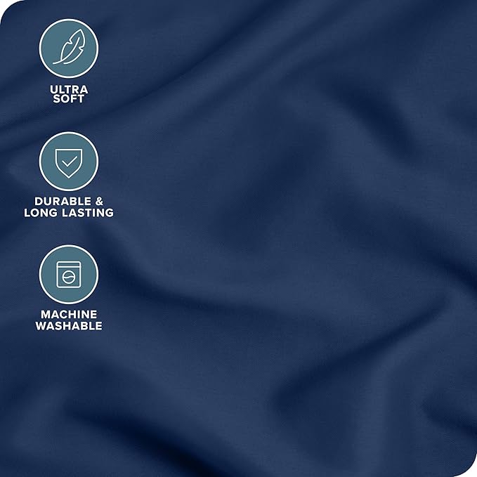 Bare Home Microfiber Pillow Cases - Standard/Queen Size Set of 2 - Cooling Pillowcases - Double Brushed - Dark Blue Pillowcases 2 Pack - Easy Care (Standard Pillowcase Set of 2, Dark Blue)