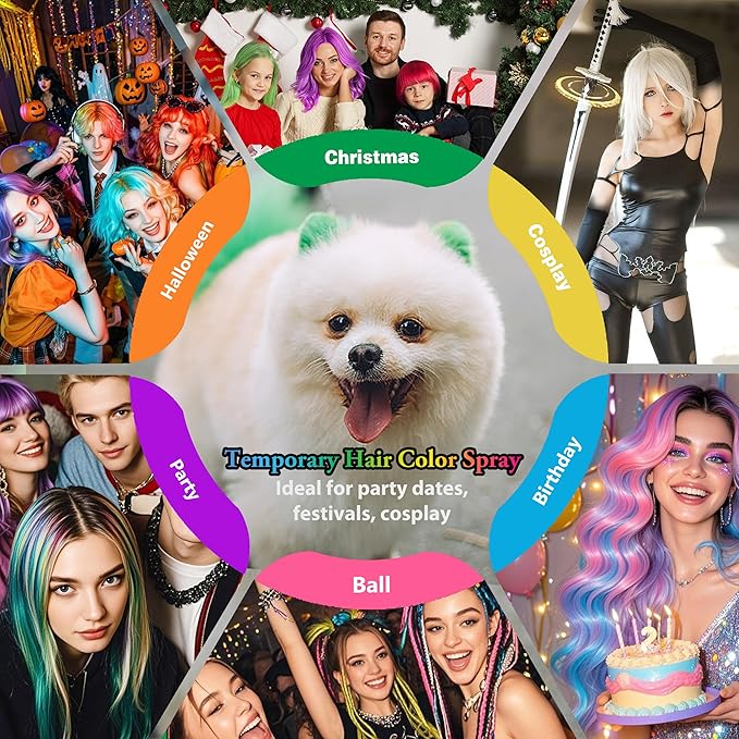 Temporary Hair Color Spray | 150ml Instant Hair Spray for Adults & Kids | Washable & Non-Sticky, Gentle Formula, Orange | Halloween, Cosplay, Costume Party, Festivals