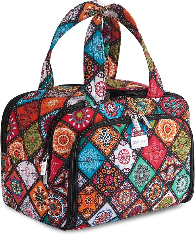 TOPDesign Travel Toiletry Bag for Women, Puffer Large Toiletry Bag, Lightweight Cosmetic Makeup Organizer with Handle for Traveling, Accessories, Essentials, Toiletries (Yoga)