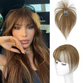 Hair Toppers for Women Real Human Hair - 360° Coverage Brown Clip In Topper with Bangs for Thinning Hair Upgraded 4×6 cm Silk Base Ideal for Everyday Use