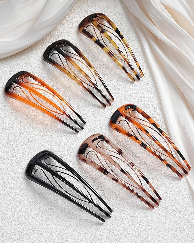 6 PCS French Hair Pins for Women, U-Shaped Hair Forks Stick for Bun Updo Chignons & French Twists, Strong Hold 3 Internal Teeth Hair Chopsticks Styling Accessories