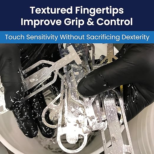 Adenna Dark Light Bulk Disposable Nitrile Gloves – 9 Mil, Heavy Duty Work Rubber Glove with Textured Grip, Non-Latex & Powder Free, Case of 900, Extra Large, Black
