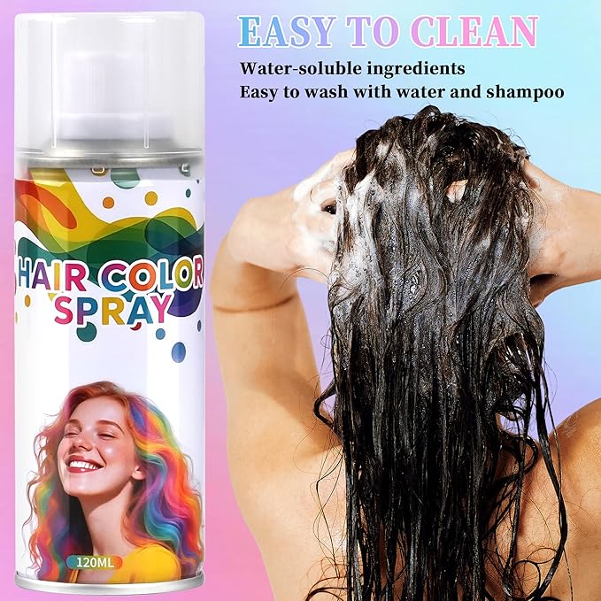2 Pack hair spray temporary for Girls Women,Washable Hair Dye Spray Non-Sticky Halloween Cosplay Party Crazy Hair Day Hair Coloring Wax (Fiery Red&Blue)