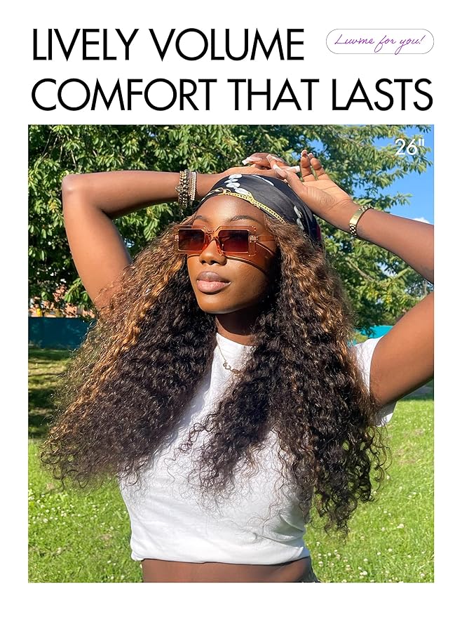 LUVME HAIR 7x6 HD Lace All-Day Comfort Wig PartingMax Lace Wigs Water Wave Curly Lace Front Wigs Human Hair Pre Cut Plucked Lace Frontal Glueless 18 Inches Hlighlight Color