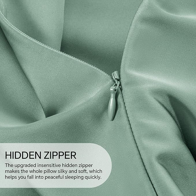INFIIXSO Mulberry Silk Pillow Case King Size, Silk Pillowcase with Hidden Zipper 20"x36", Extraordinary Smooth and Soft Pillow Cases for Hair and Skin(Mint Green, 1 Pack)