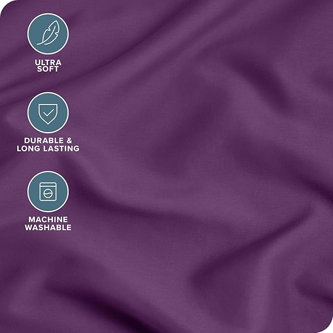 Bare Home Microfiber Pillow Cases - King 20x36 - Cooling Pillowcases - Double Brushed - Easy Care - Envelope Closure (King Pillowcase Set of 2, Plum)