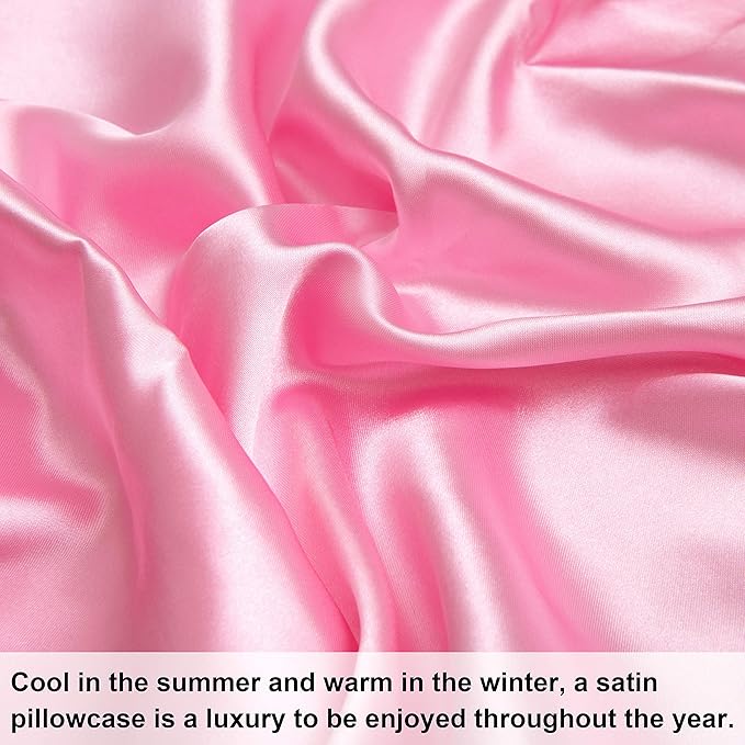 NTBAY 2 Pack Satin Standard Pillowcases for Hair and Skin, Luxurious and Silky Pillow Cases with Envelope Closure, 20x26 Inches, Pink