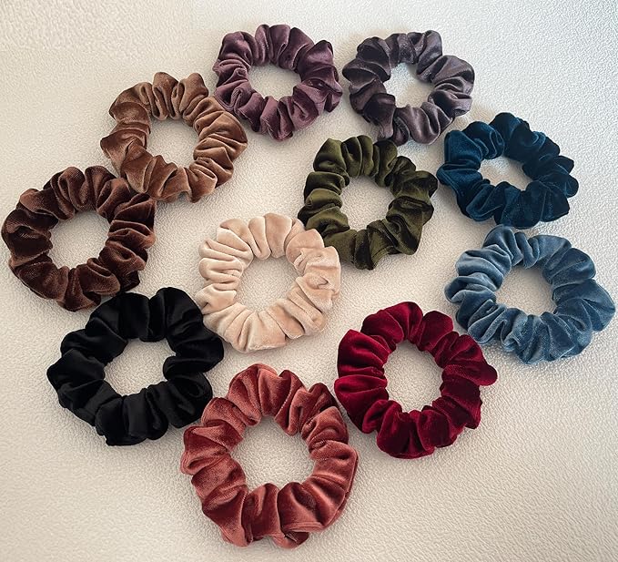 Hair Scrunchies, 6 Pcs Velvet Scrunchies for Women, Soft Hair Ties for Girls, No Damage Hair Scrunchy, Hair Styling Accessories, Gentle No-Slip Scrunchie, Ponytail Holder for Thick/Curly Hair