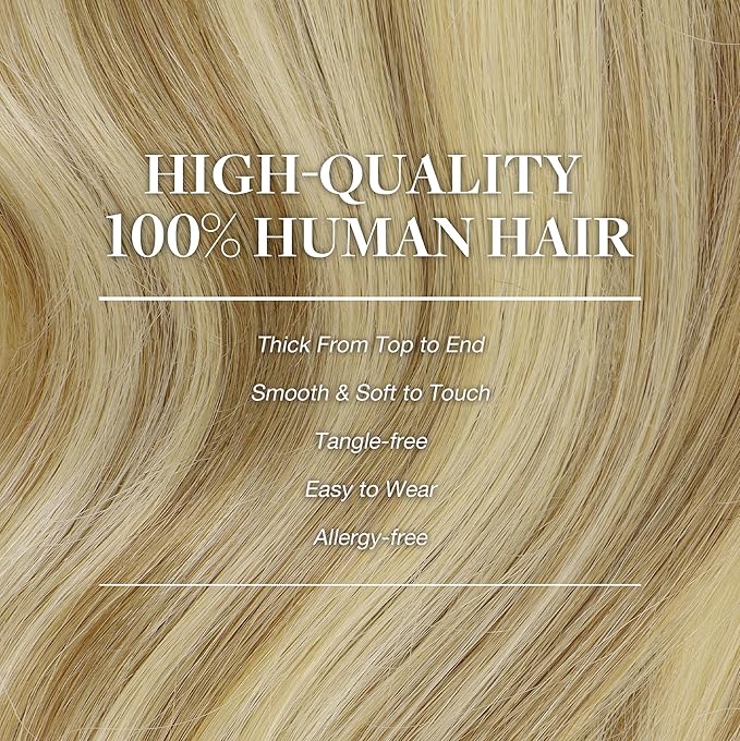 GOO GOO Clip in Hair Extensions Real Human Hair, Remy Human Hair Extensions Clip ins for Women, Natural Human Hair, 24inch 120g 7Pcs, 16/22 Light Blonde Highlighted Golden Blonde